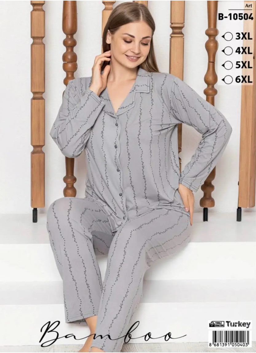 LEMARIES B-10504 Bamboo Women's Pajama Set (3XL+4XL+5XL+6XL) — direct Turkish factory supply
