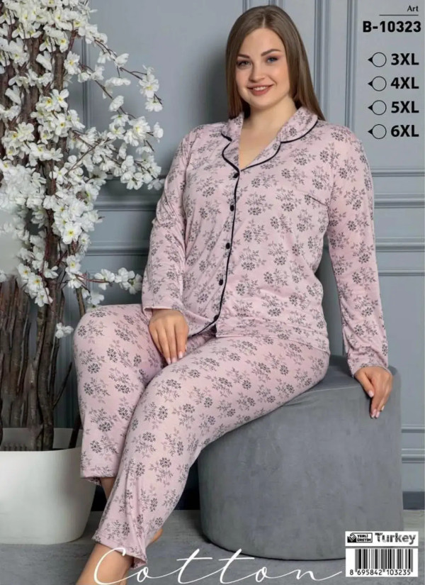 LEMARIES COTTON B-10323 Cotton Women's Pajama Set (3XL+4XL+5XL+6XL) — wholesale from Turkey
