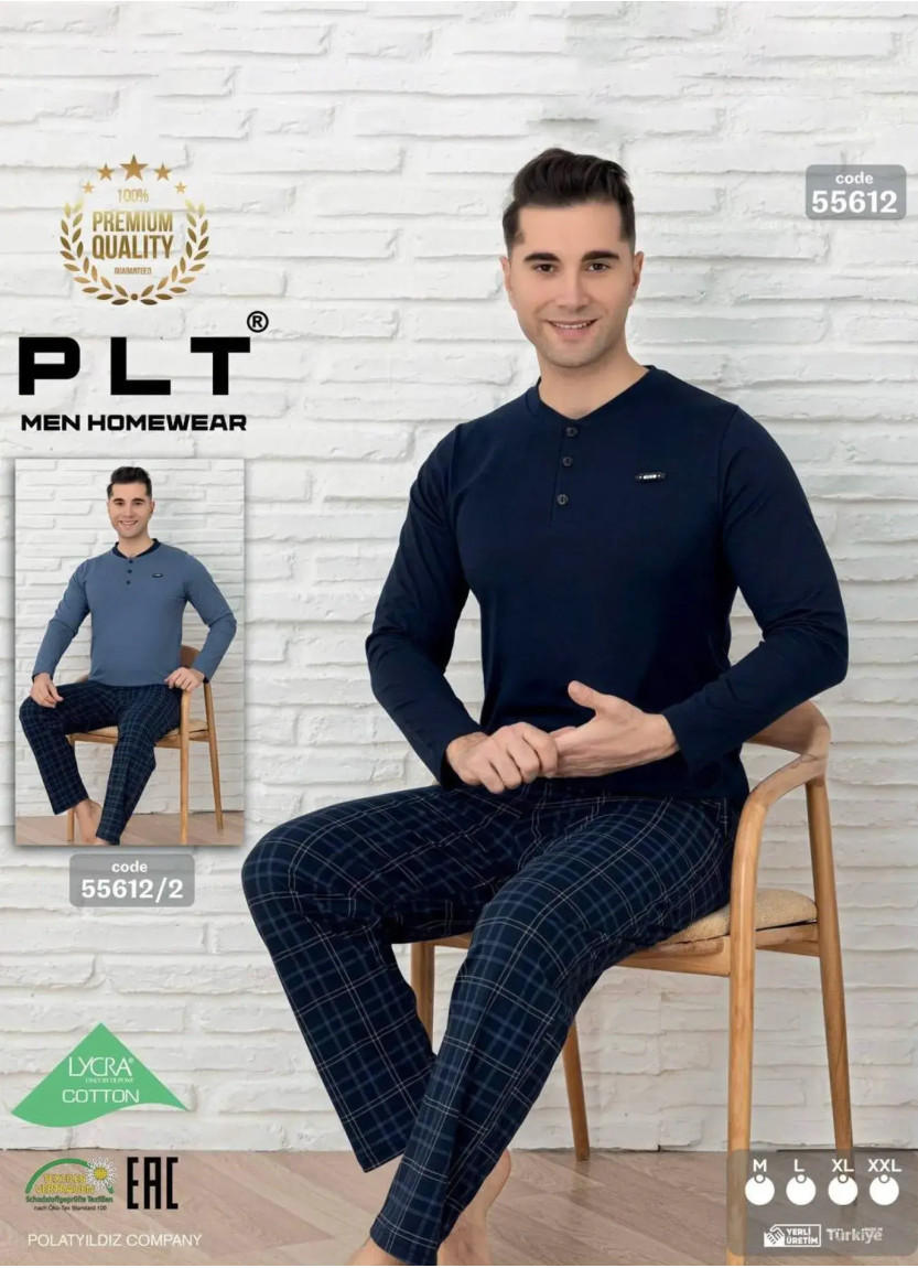 POLAT 55612 Cotton Men's Pajama Set (M+L+XL+XXL) — factory-direct from Turkey