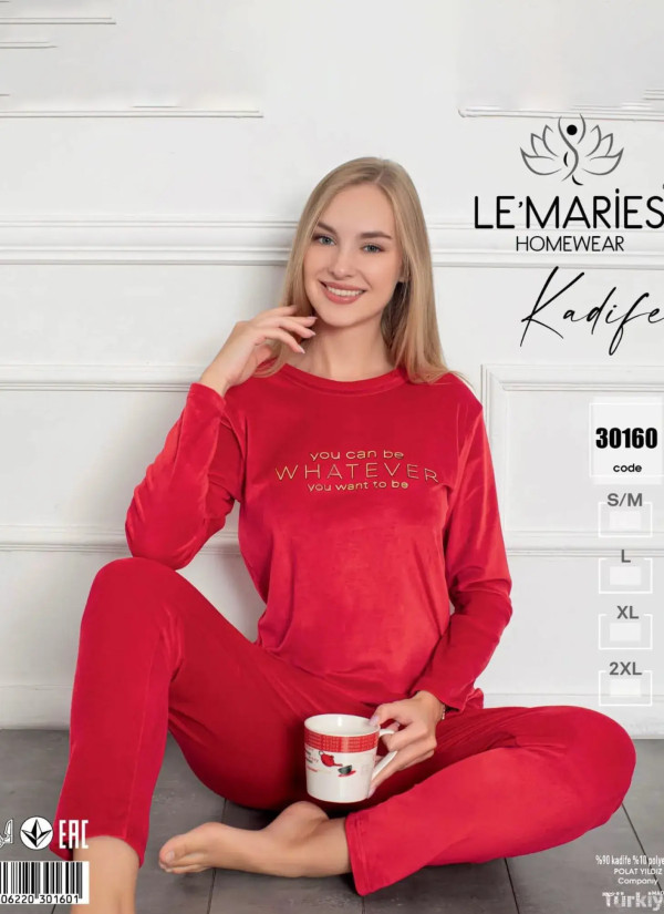 LEMARIES Kdf 30160 Velour Pants Homewear Set (S/M+L+XL+XXL) — Turkish textile wholesale 2