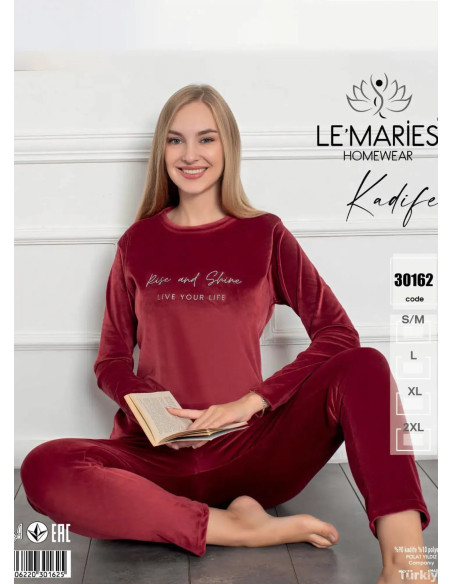 LEMARIES Kdf 30162 Velour Pants Homewear Set (S/M+L+XL+XXL) — Turkish textile wholesale