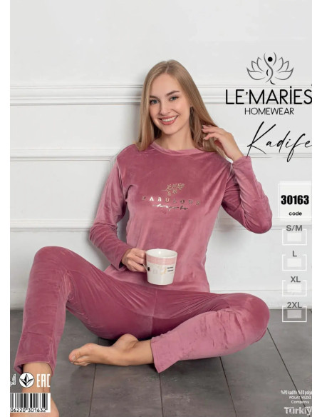 LEMARIES Kdf 30163 Velour Pants Homewear Set (S/M+L+XL+XXL) — Turkey wholesale collection