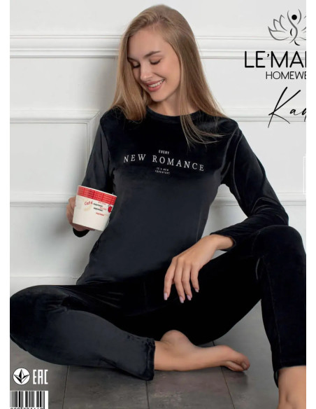 LEMARIES Kdf 30164 Velour Pants Homewear Set (S/M+L+XL+XXL) — wholesale from Turkey