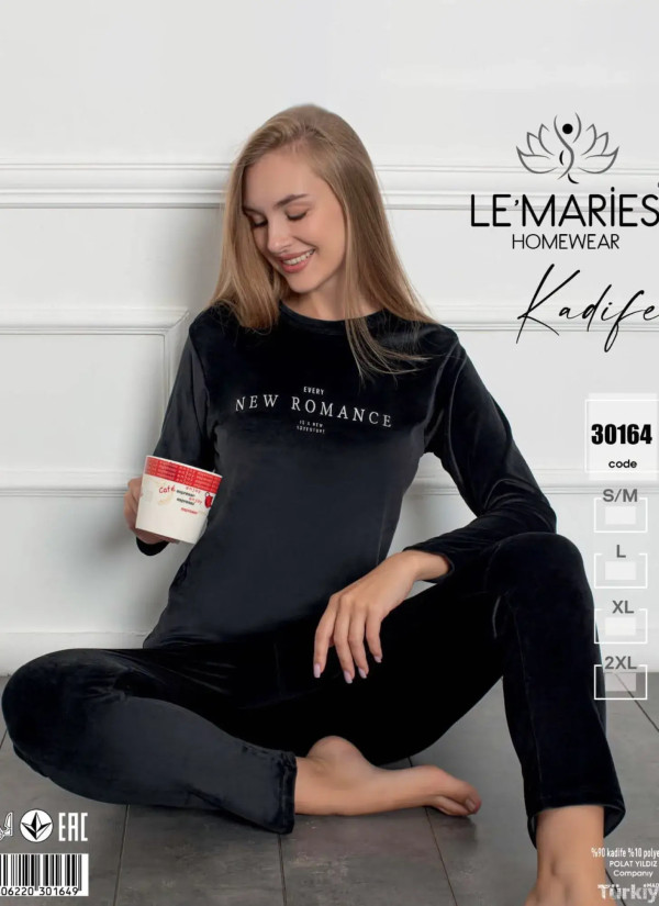LEMARIES Kdf 30164 Velour Pants Homewear Set (S/M+L+XL+XXL) — wholesale from Turkey 2