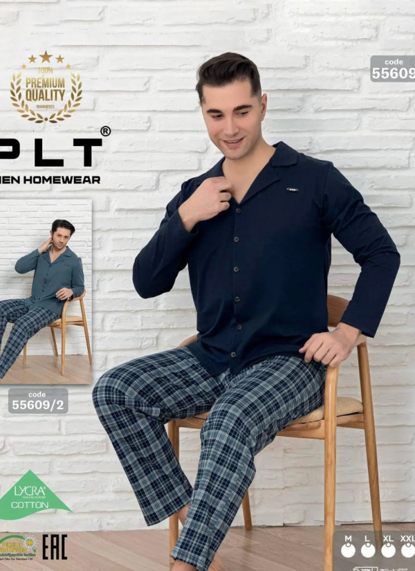 POLAT 55609 Cotton Men's Pajama Set (M+L+XL+XXL) — wholesale for boutiques