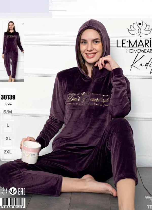 LEMARIES Kdf 30139 Velour Women's Pajama Set (S/M+L+XL+XXL) — factory-direct from Turkey