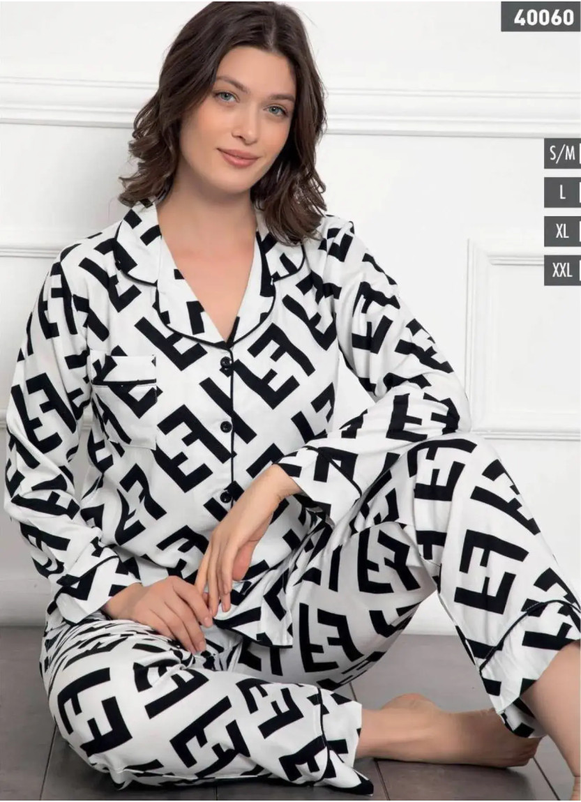 Пижама Женская на Пуговицах Dokuma (S/M+L+XL+XXL) LE' MARIES LEMARIES 40060 — оптовая поставка из Турции