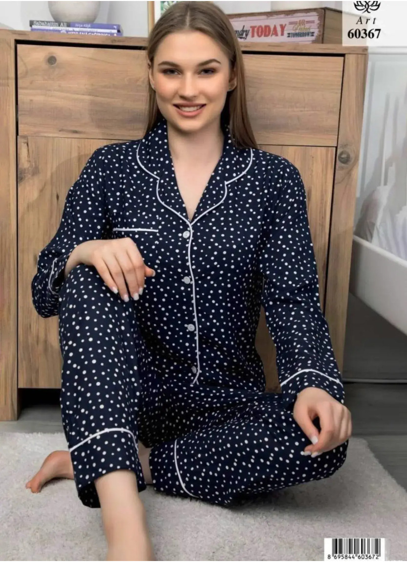 Пижама Женская на Пуговицах Dokuma (S+M+L+XL) LE' MARIES LEMARIES 60367 — купить оптом из Турции
