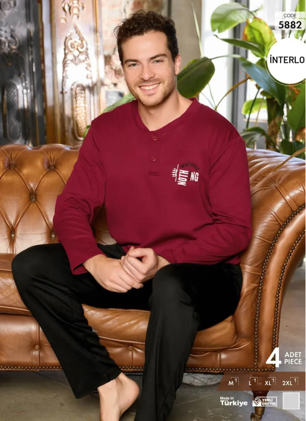 Пижама Мужская из Интерлока (M+L+XL+2XL) Interlok Pijamo 5882 — прямые поставки из Турции