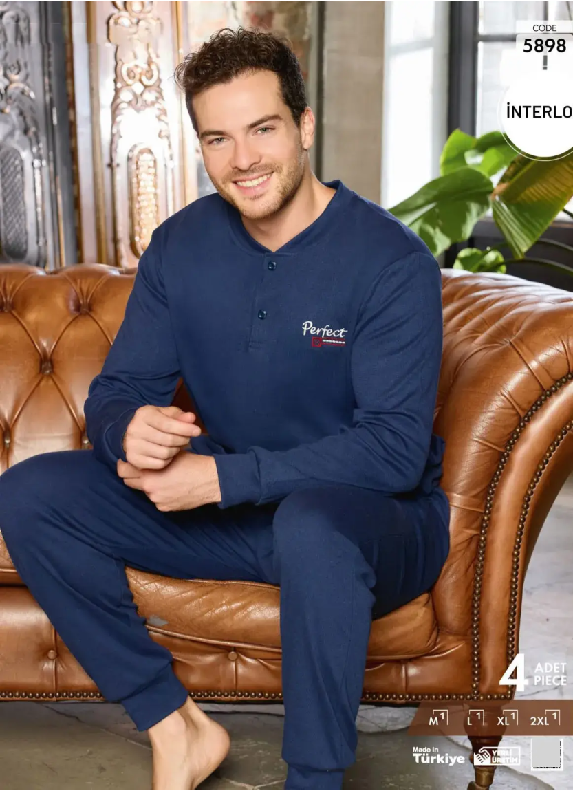 Пижама Мужская из Интерлока (M+L+XL+2XL) Interlok Pijamo 5898 — прямые поставки из Турции