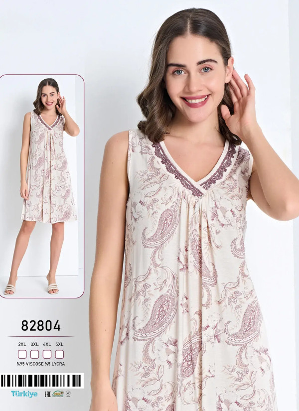Caroline 82804 Оптом Турция Фабрика Ночная Сорочка Вискоза (2XL+3XL+4XL+5XL) Caroline Купить Оптом с Турции