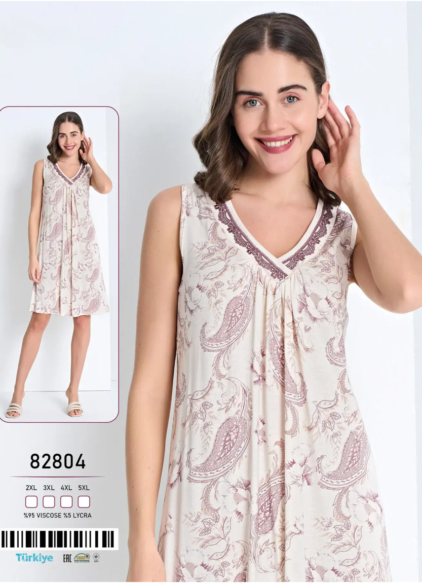 Caroline 82804 Оптом Турция Фабрика Ночная Сорочка Вискоза (2XL+3XL+4XL+5XL) Caroline Купить Оптом с Турции