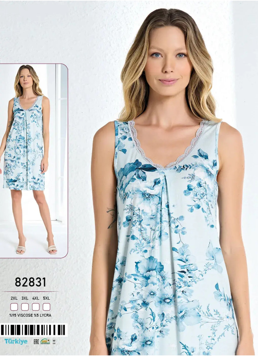 Caroline 82831 Оптом Турция Фабрика Ночная Сорочка Вискоза (2XL+3XL+4XL+5XL) Caroline Купить Оптом с Турции