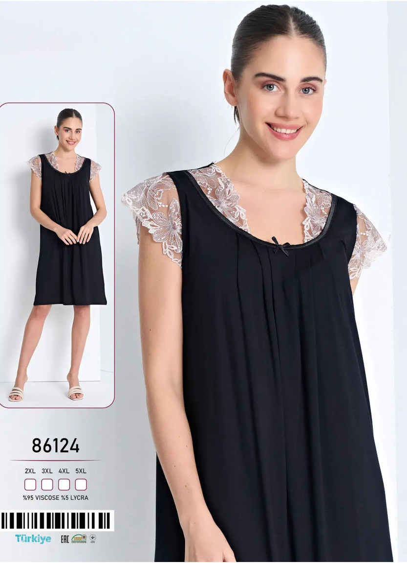 Caroline 86124 Viscose Nightdress (2XL+3XL+4XL+5XL) — Turkish factory wholesale