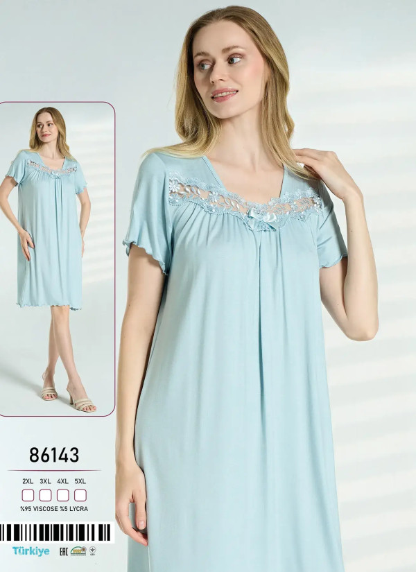Caroline 86143 Viscose Nightdress (2XL+3XL+4XL+5XL) — Turkey wholesale collection