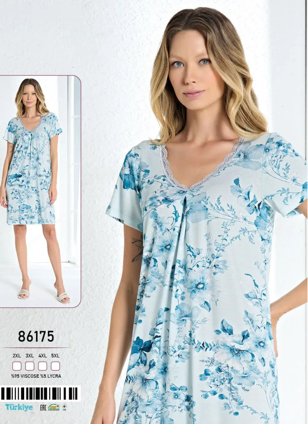 Caroline 86175 Оптом Турция Фабрика Ночная Сорочка Вискоза (2XL+3XL+4XL+5XL) Caroline Купить Оптом с Турции