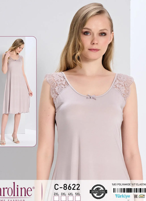Caroline C-8622 Nightdress (2XL+3XL+4XL+5XL) — Turkish factory wholesale
