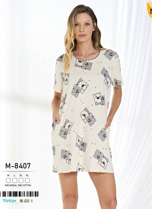 Caroline M-8407 Оптом Турция Фабрика Ночная Сорочка Модал (M+L+XL+XL) Caroline Купить Оптом с Турции