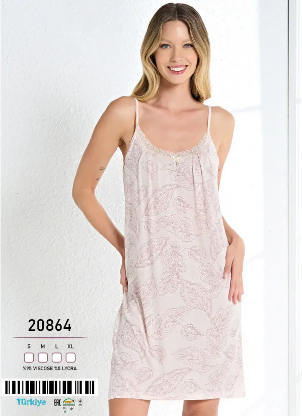 Caroline 20864 Оптом Турция Фабрика Ночная Сорочка Вискоза (S+M+L+XL) Caroline Купить Оптом с Турции