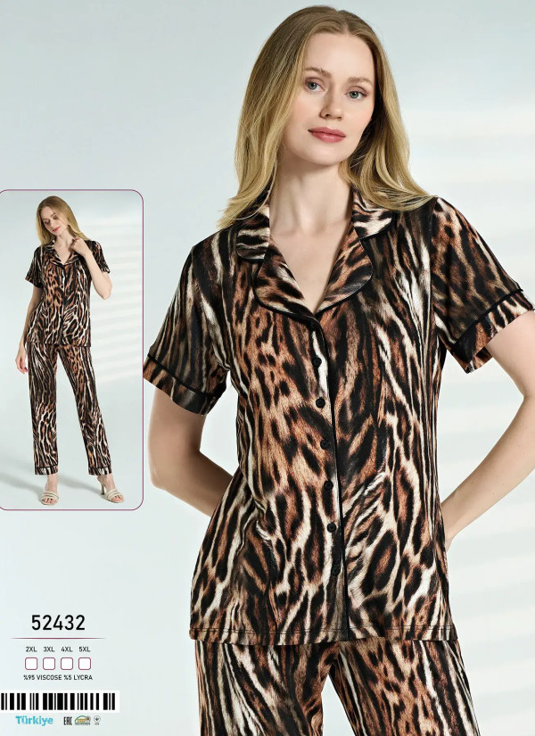 Caroline 52432 Viscose Women's Pajama Set (2XL+3XL+4XL+5XL) — direct Turkish factory supply