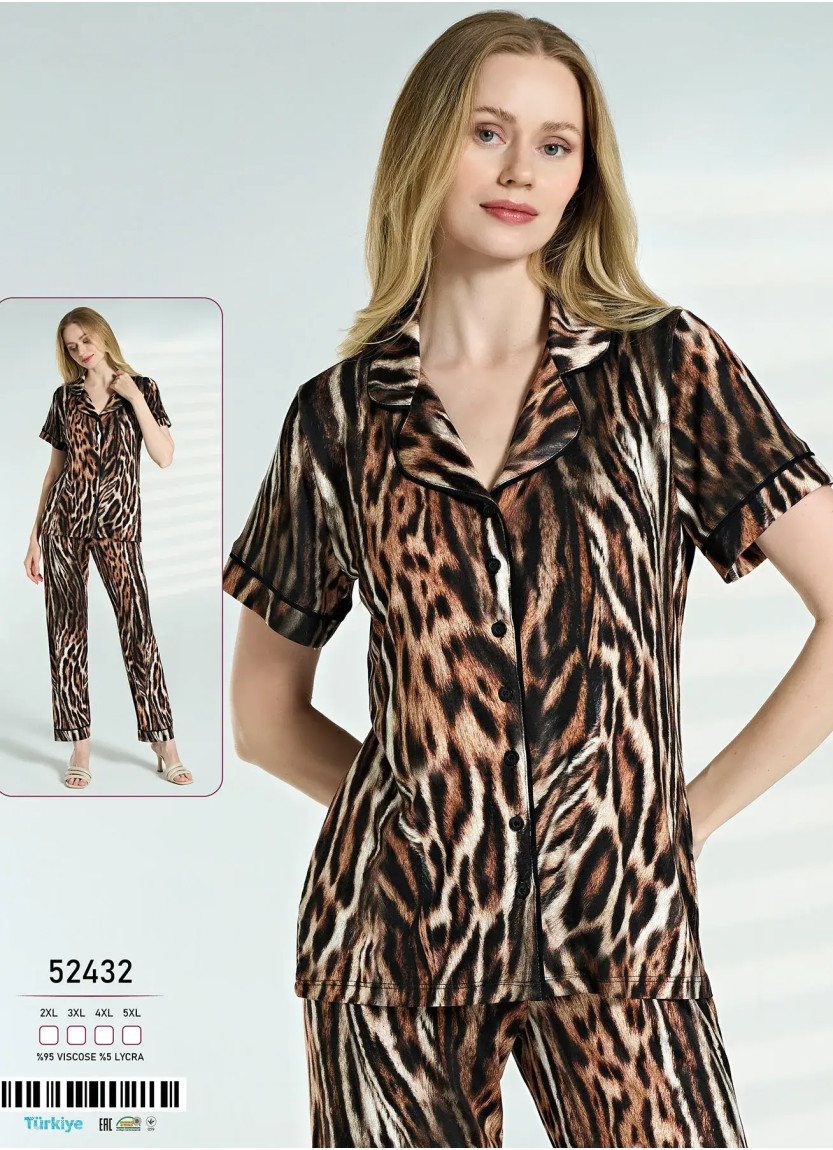Caroline 52432 Viscose Women's Pajama Set (2XL+3XL+4XL+5XL) — direct Turkish factory supply