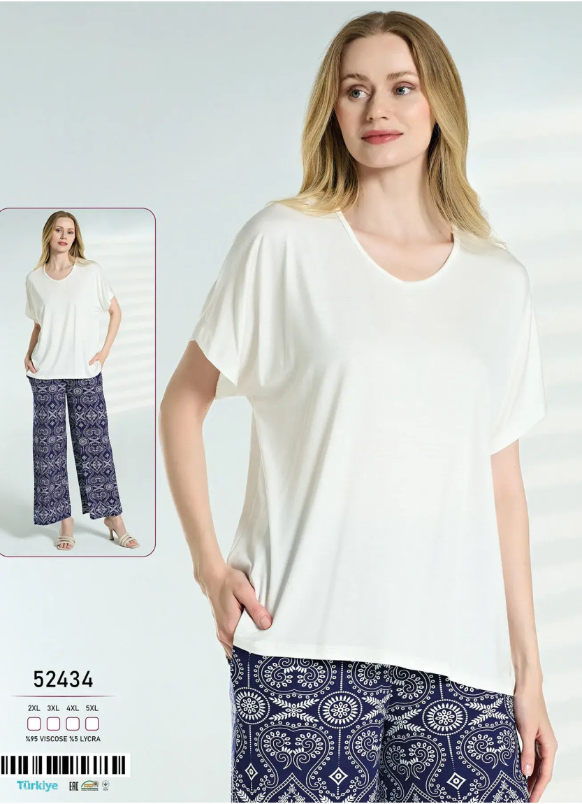 Caroline 52434 Viscose Women's Pajama Set (2XL+3XL+4XL+5XL) — wholesale from Turkey