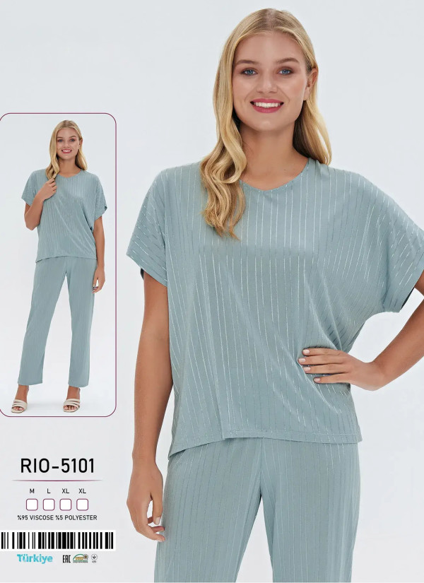 Пижама Женская Комплект с Брюками Вискоза (M+L+XL+XL) Caroline Caroline RIO-5101 — фабричная коллекция оптом