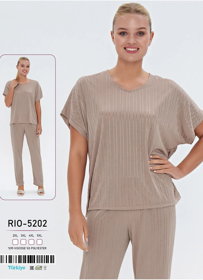 Caroline RIO-5202 Viscose Women's Pajama Set (2XL+3XL+4XL+5XL) — Turkish factory wholesale
