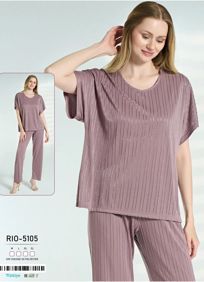 Caroline RIO-5105 Viscose Women's Pajama Set (M+L+XL+XL) — Turkish factory wholesale