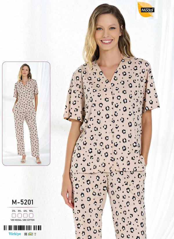 Caroline M-5201 Modal Women's Pajama Set (2XL+3XL+4XL+5XL) — Turkey wholesale collection