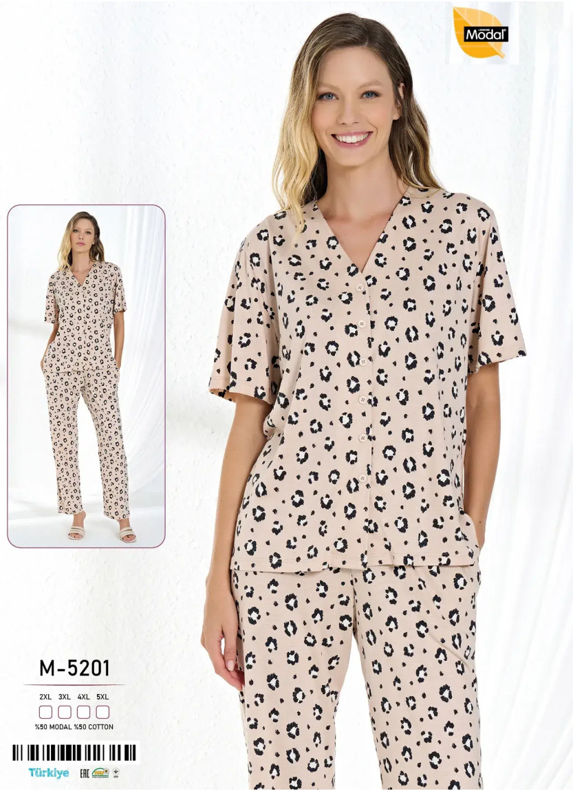 Caroline M-5201 Modal Women's Pajama Set (2XL+3XL+4XL+5XL) — Turkey wholesale collection
