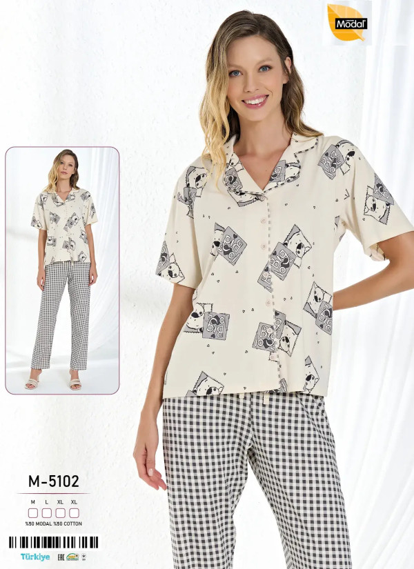 Caroline M-5102 Modal Women's Pajama Set (M+L+XL+XL) — Turkey wholesale collection