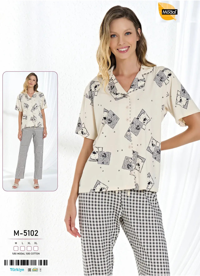 Caroline M-5102 Modal Women's Pajama Set (M+L+XL+XL) — Turkey wholesale collection