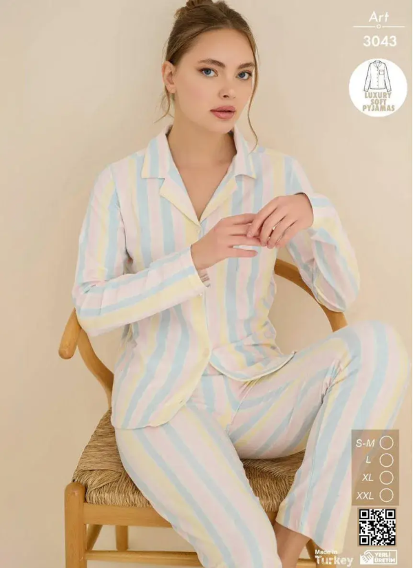 Cagri 3043 Women's Pajama Set (SM+L+XL+2XL) — Turkish factory wholesale