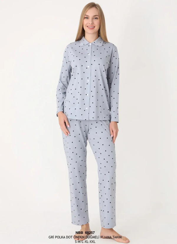 NBB 68257 Gri Cotton Women's Pajama Set — factory-direct from Turkey