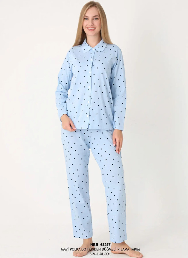 NBB 68257 Mavi Cotton Women's Pajama Set — Turkish textile wholesale