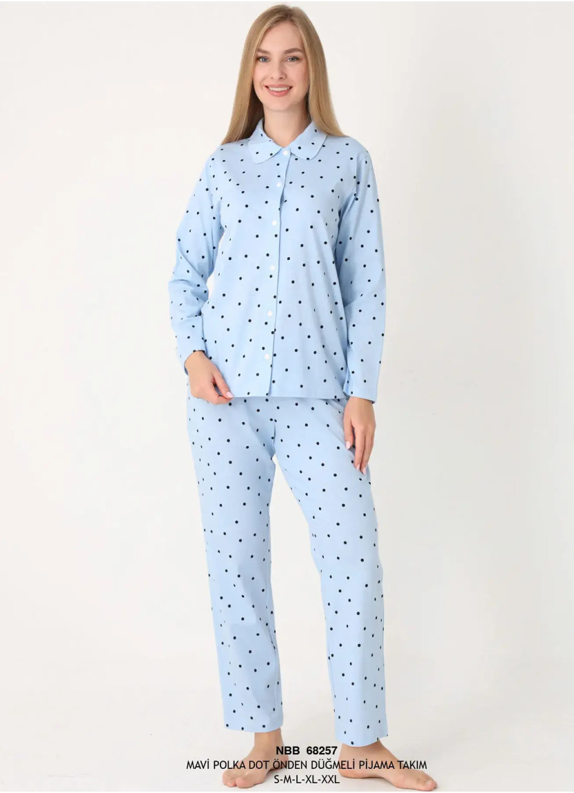 NBB 68257 Mavi Cotton Women's Pajama Set — Turkish textile wholesale