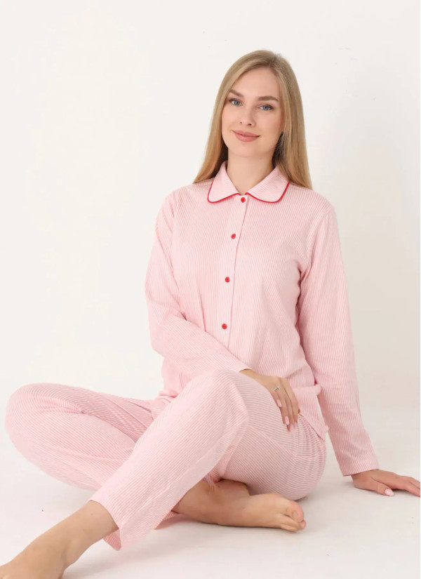 NBB 68258 Pembe Cotton Women's Pajama Set — Turkish textile wholesale