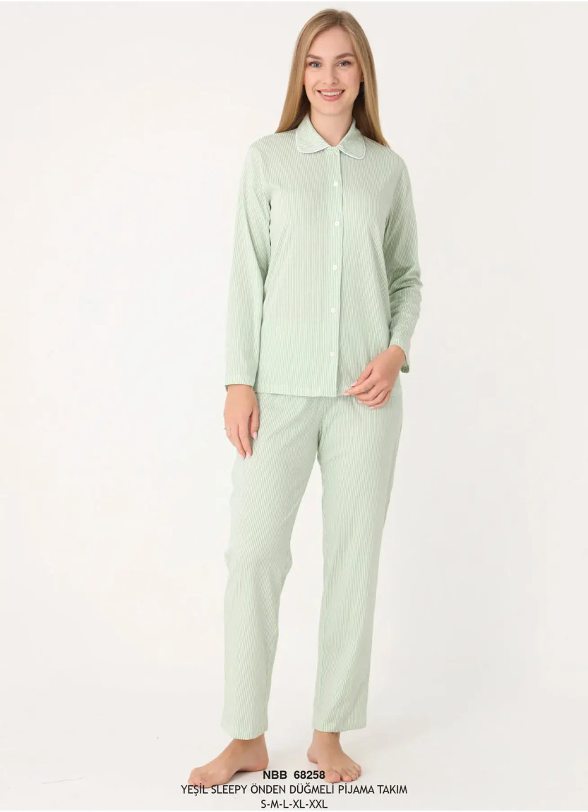 NBB 68258 Yesil Cotton Women's Pajama Set — direct Turkish factory supply