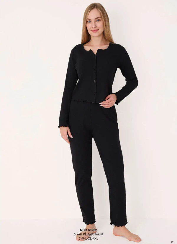 NBB 68262 Siyah Cotton Women's Pajama Set — wholesale from Turkey