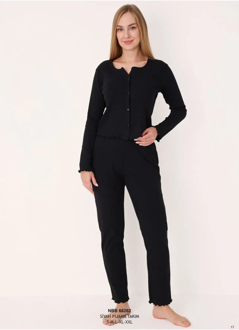 NBB 68262 Siyah Cotton Women's Pajama Set — wholesale from Turkey