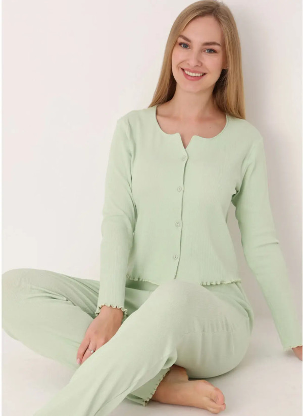 NBB 68262 Yesil Cotton Women's Pajama Set — factory-direct from Turkey