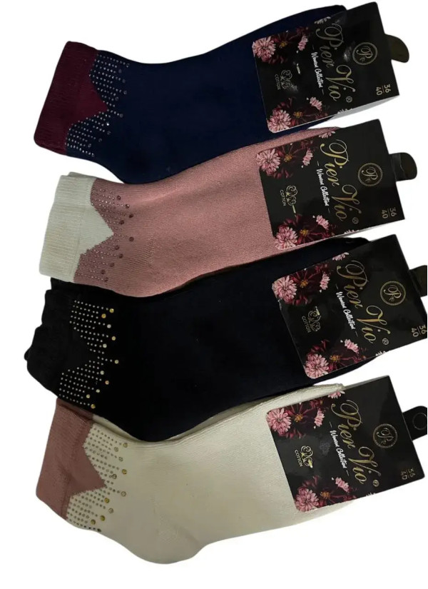 PierVio HVL 70004T5 Assorted 12-Pair Pack Women's Socks (36-40) — Turkish factory wholesale