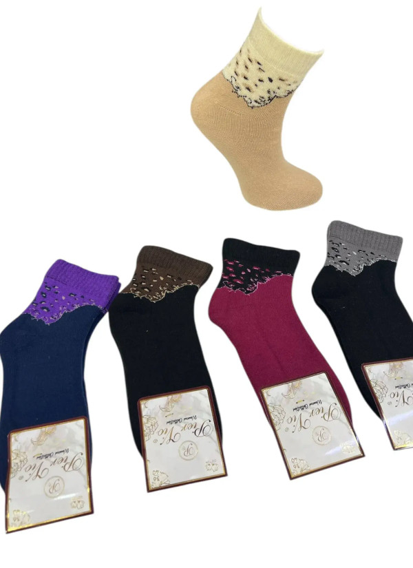 PierVio HVL 70001F Cotton Assorted 12-Pair Pack Women's Socks (36-40) — Turkish factory wholesale