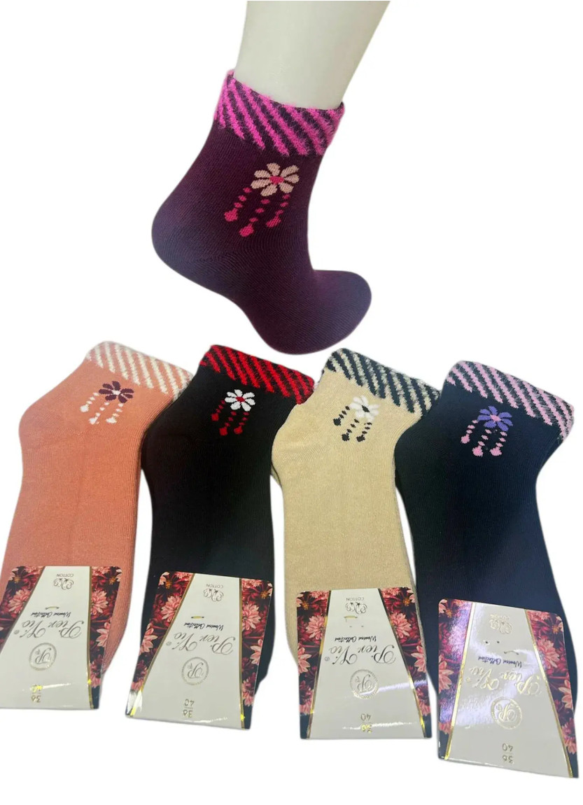PierVio HVL 70002A4 Cotton Assorted 12-Pair Pack Women's Socks (36-40) — Turkish factory wholesale