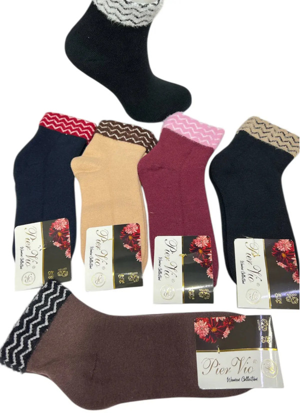 PierVio HVL 70002A8 Cotton Assorted 12-Pair Pack Women's Socks (36-40) — Turkish factory wholesale