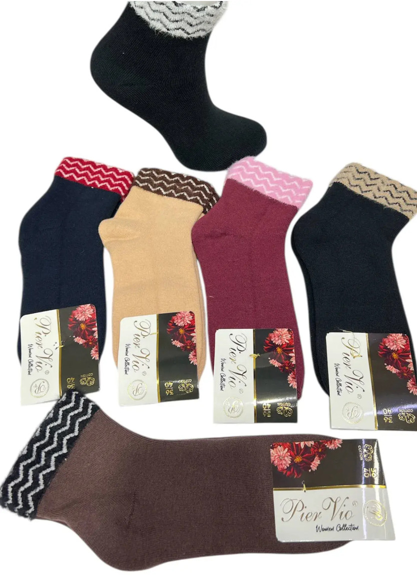 PierVio HVL 70002A8 Cotton Assorted 12-Pair Pack Women's Socks (36-40) — Turkish factory wholesale
