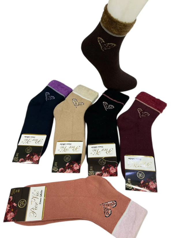 PierVio HVL 70002A16 Cotton Assorted 12-Pair Pack Women's Socks (36-40) — Turkish factory wholesale