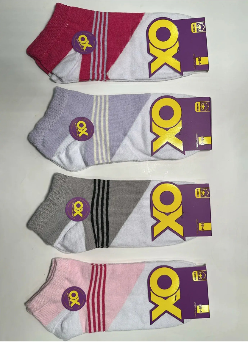 OX CotKsa 50001CD2 Оптом Турция Фабрика Носки Хлопковые Женские 12 Пар/Уп. (36-41) (Ассорти) OX Купить Оптом с Турции