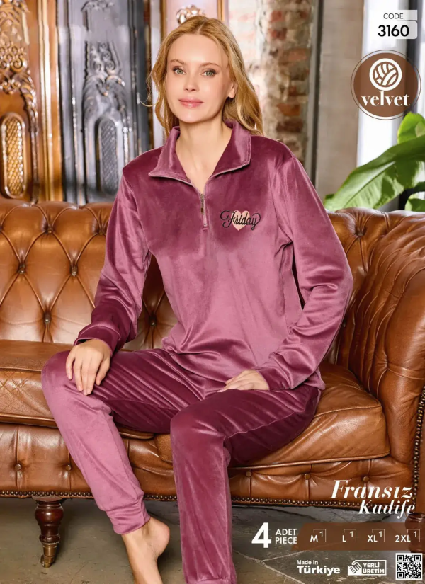 Pijamo 3160 Velour Women's Pajama Set (M+L+XL+2XL) — wholesale from Turkey